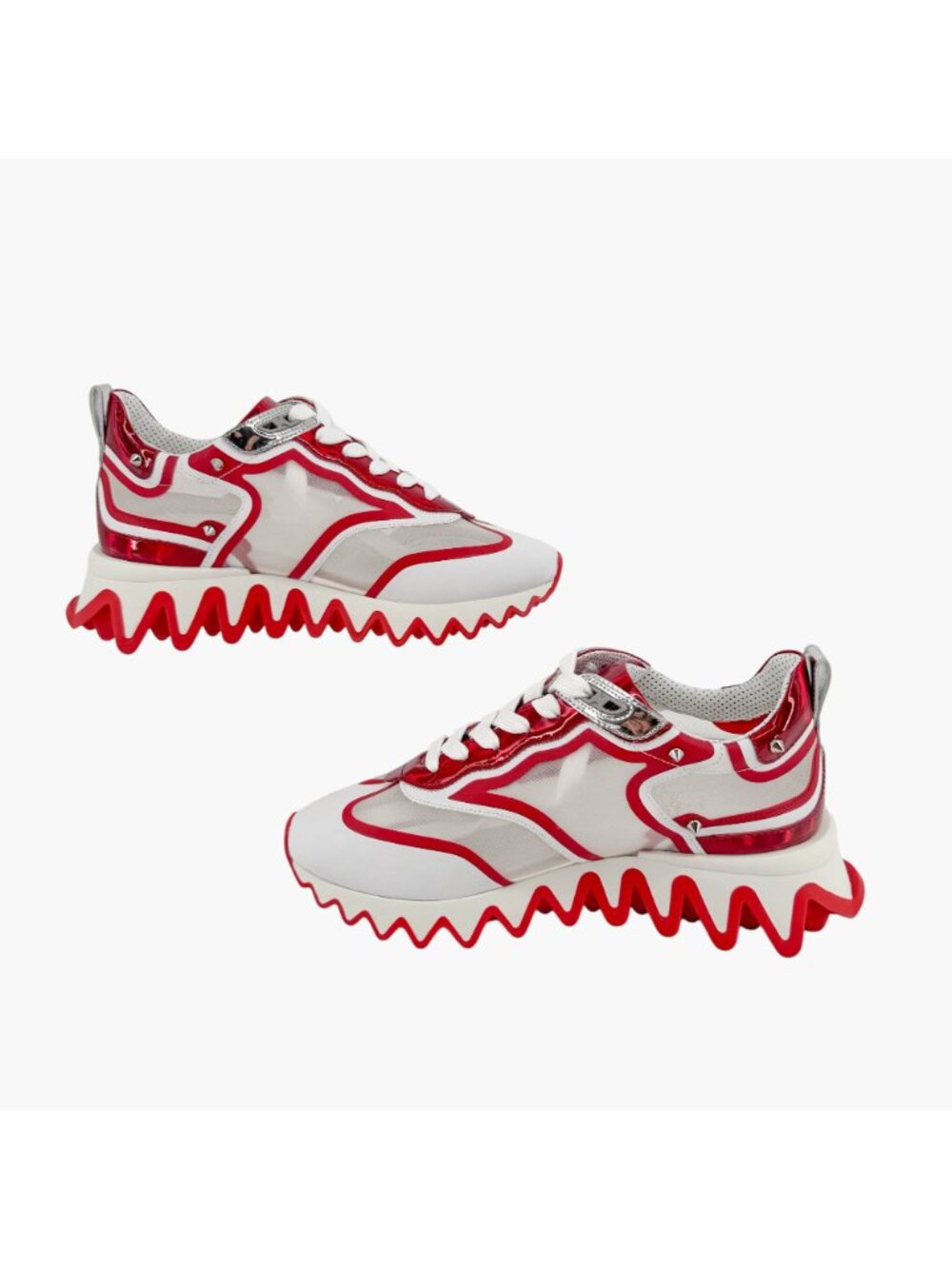 Christian Louboutin Sharkina Sneakers White Red Shark Size 37 US 7 Women's - Picture 11 of 15